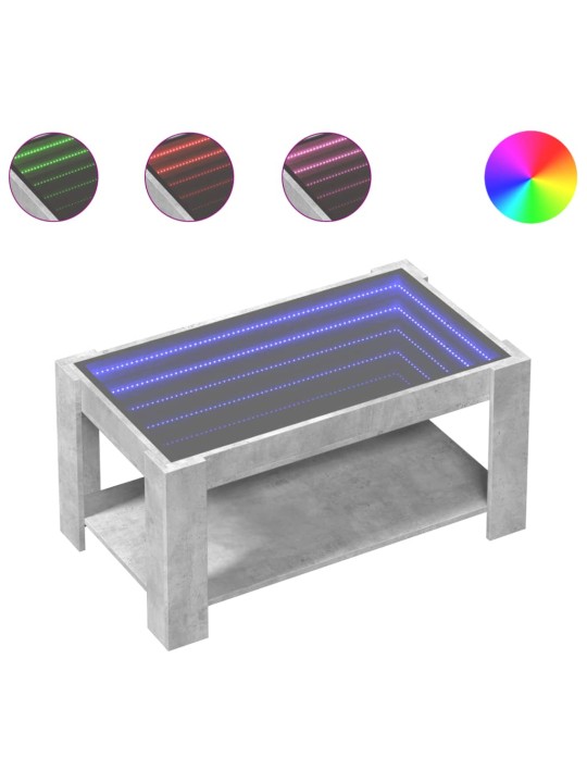 Kavos staliukas su LED, betono, 93x53x45cm, apdirbta mediena