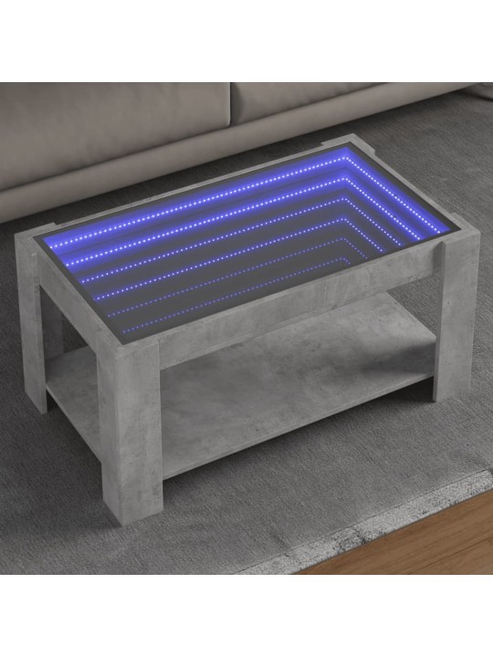 Kavos staliukas su LED, betono, 93x53x45cm, apdirbta mediena