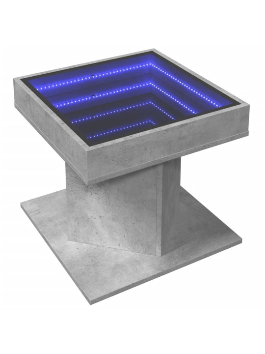 Kavos staliukas su LED, betono, 50x50x45cm, apdirbta mediena