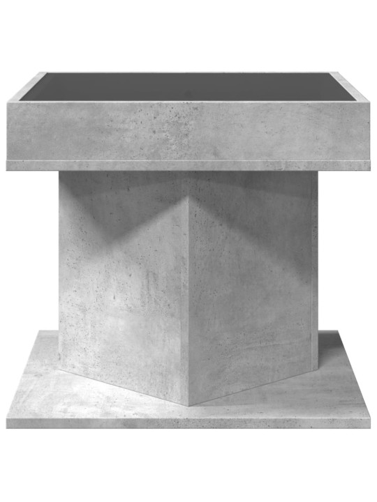 Kavos staliukas su LED, betono, 50x50x45cm, apdirbta mediena