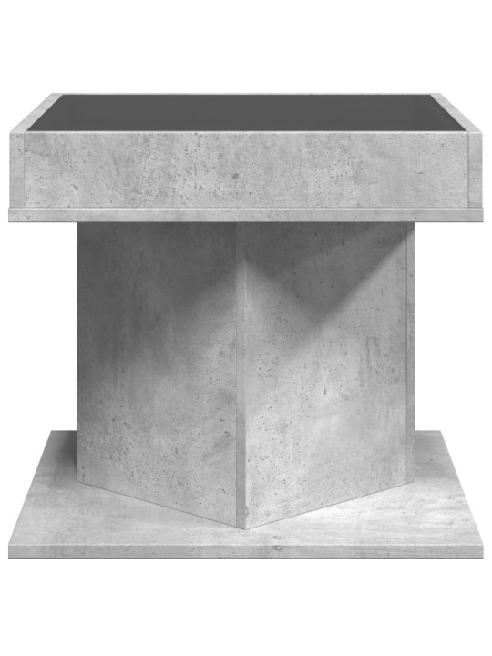 Kavos staliukas su LED, betono, 50x50x45cm, apdirbta mediena