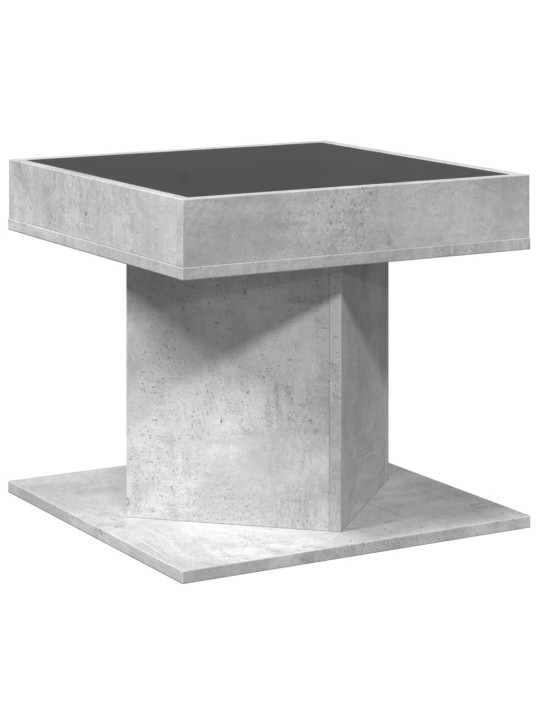 Kavos staliukas su LED, betono, 50x50x45cm, apdirbta mediena