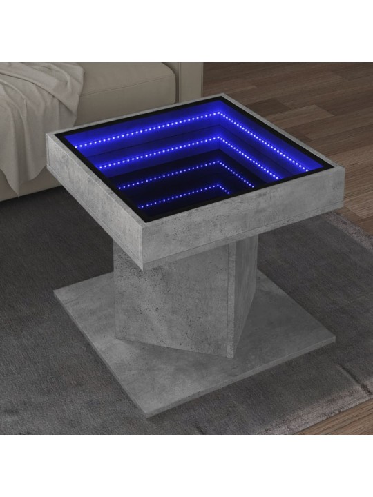 Kavos staliukas su LED, betono, 50x50x45cm, apdirbta mediena