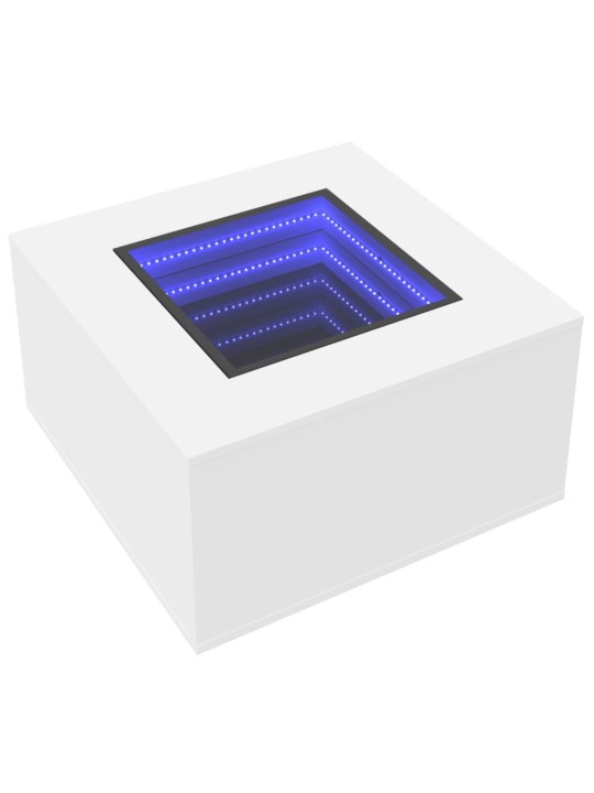 Kavos staliukas su LED, baltas, 60x60x40cm, apdirbta mediena