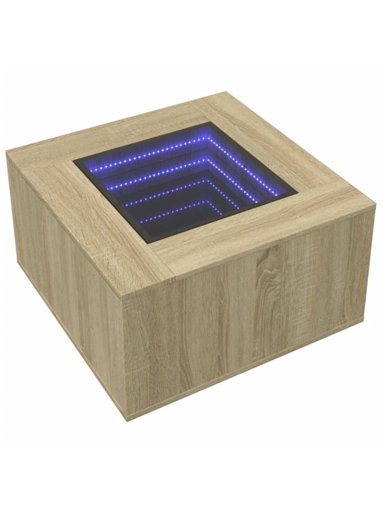 Kavos staliukas su LED, ąžuolo, 60x60x40cm, apdirbta mediena