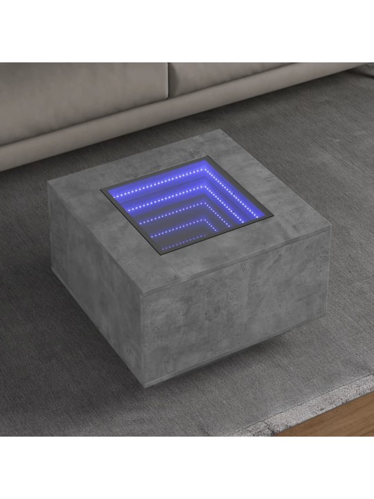 Kavos staliukas su LED, betono, 60x60x40cm, apdirbta mediena