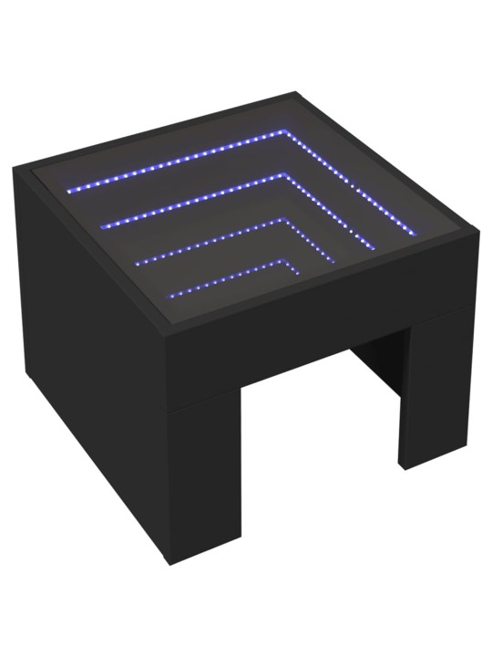 Kavos staliukas su Infinity LED lemputėmis, juodas, 40x40x30cm