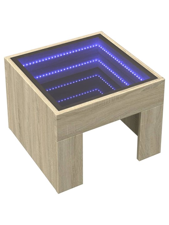 Kavos staliukas su Infinity LED lemputėmis, ąžuolo, 40x40x30cm