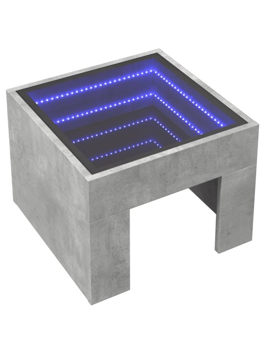 Kavos staliukas su Infinity LED lemputėmis, betono, 40x40x30cm