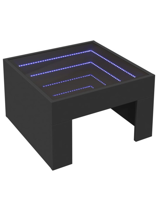 Kavos staliukas su Infinity LED lemputėmis, juodas, 50x50x30cm