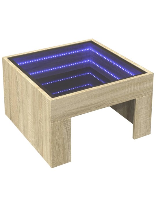 Kavos staliukas su Infinity LED lemputėmis, ąžuolo, 50x50x30cm