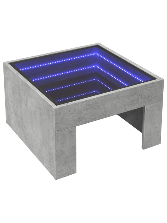 Kavos staliukas su Infinity LED lemputėmis, betono, 50x50x30cm