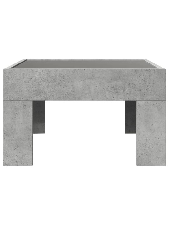 Kavos staliukas su Infinity LED lemputėmis, betono, 50x50x30cm