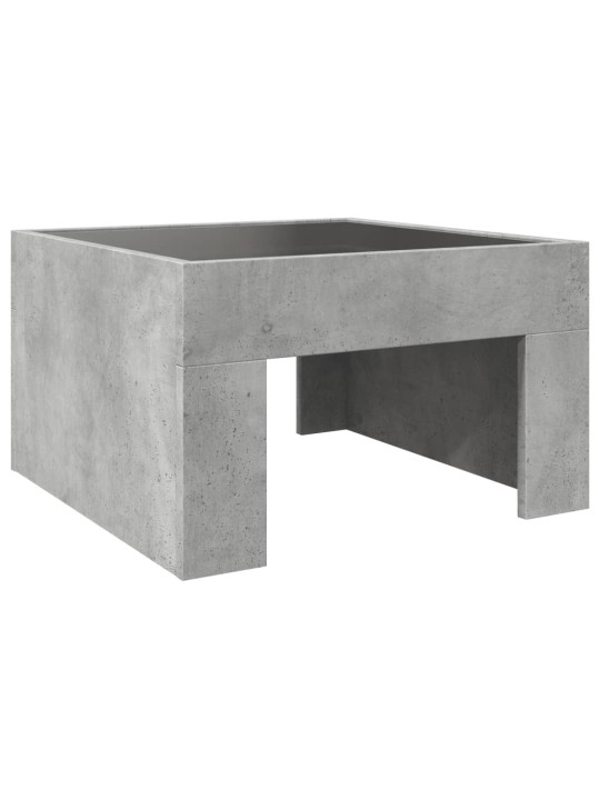 Kavos staliukas su Infinity LED lemputėmis, betono, 50x50x30cm