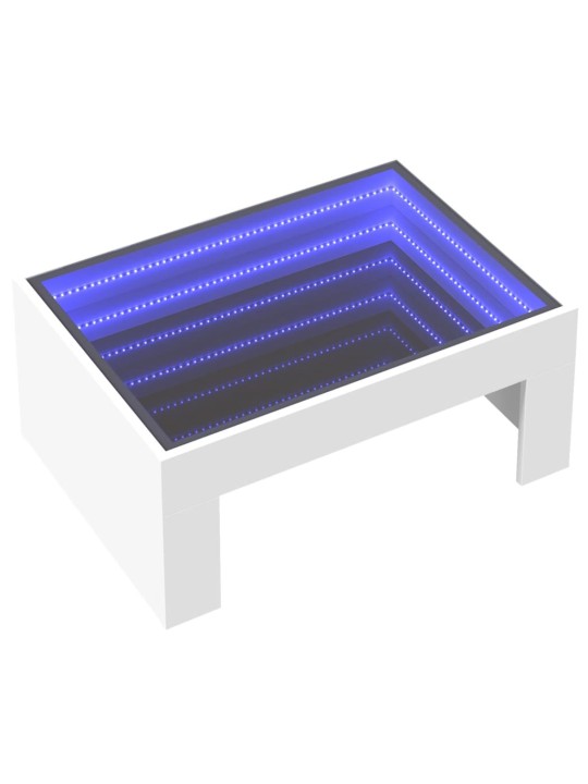 Kavos staliukas su Infinity LED lemputėmis, baltas, 70x50x30cm