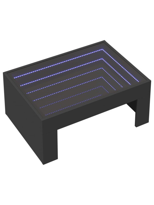 Kavos staliukas su Infinity LED lemputėmis, juodas, 70x50x30cm