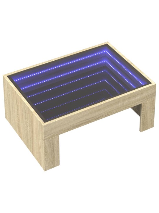 Kavos staliukas su Infinity LED lemputėmis, ąžuolo, 70x50x30cm