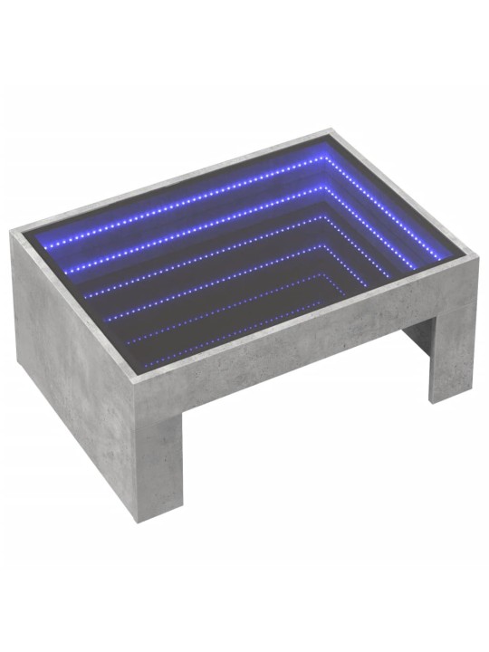 Kavos staliukas su Infinity LED lemputėmis, betono, 70x50x30cm