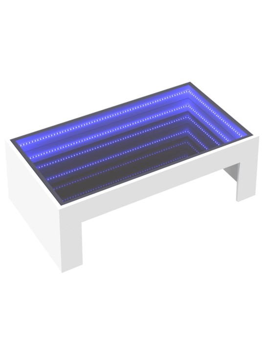 Kavos staliukas su Infinity LED lemputėmis, baltas, 90x50x30cm