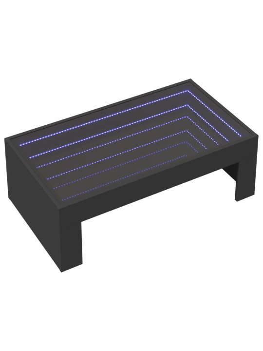 Kavos staliukas su Infinity LED lemputėmis, juodas, 90x50x30cm