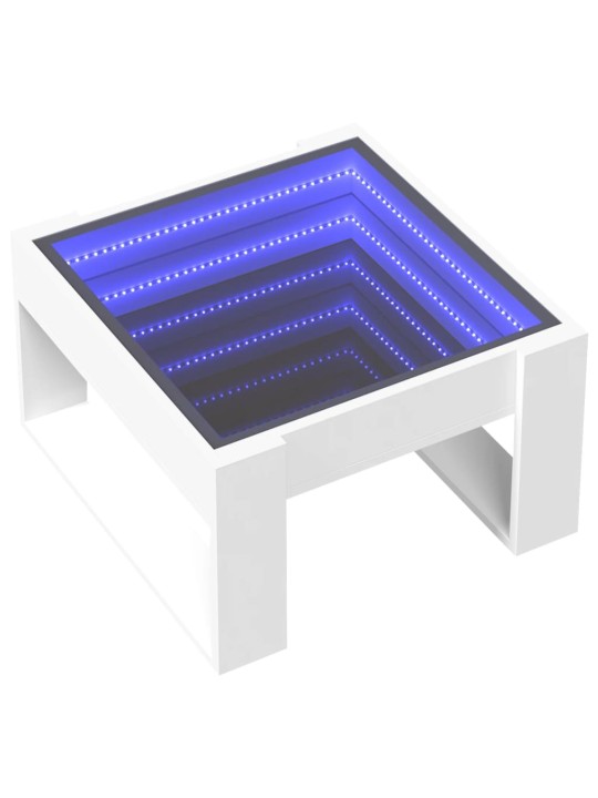 Kavos staliukas su Infinity LED lemputėmis, baltas, 50x53x30cm