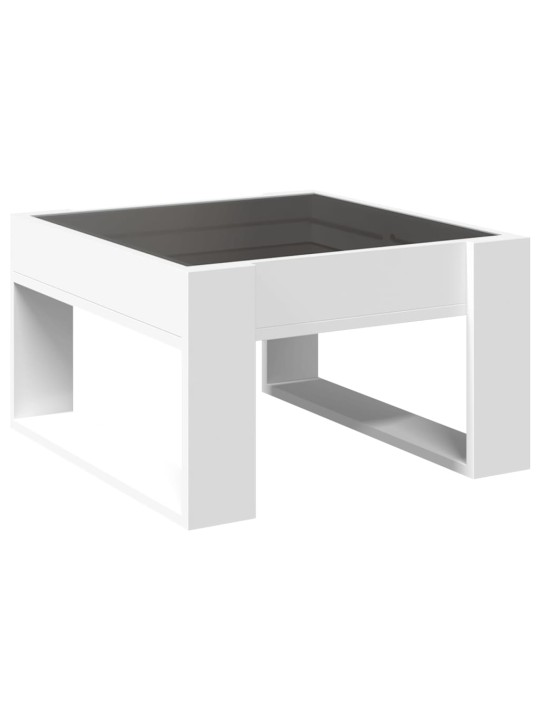 Kavos staliukas su Infinity LED lemputėmis, baltas, 50x53x30cm