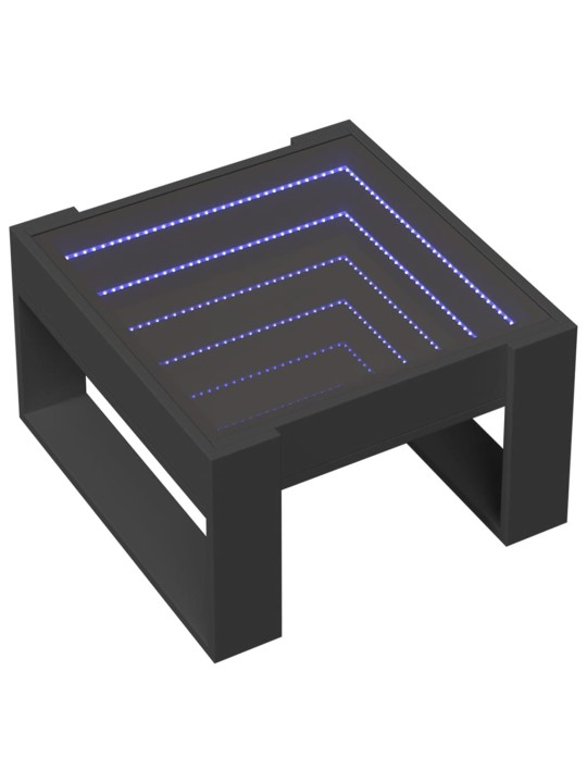 Kavos staliukas su Infinity LED lemputėmis, juodas, 50x53x30cm