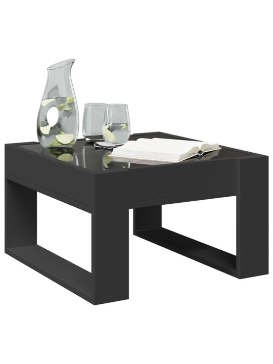 Kavos staliukas su Infinity LED lemputėmis, juodas, 50x53x30cm
