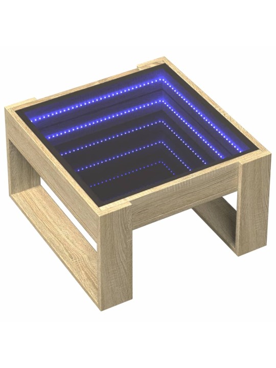Kavos staliukas su Infinity LED lemputėmis, ąžuolo, 50x53x30cm