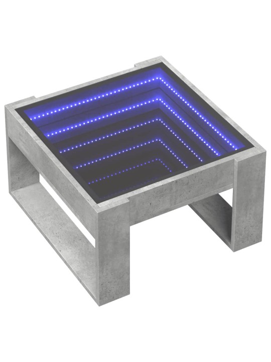 Kavos staliukas su Infinity LED lemputėmis, betono, 50x53x30cm