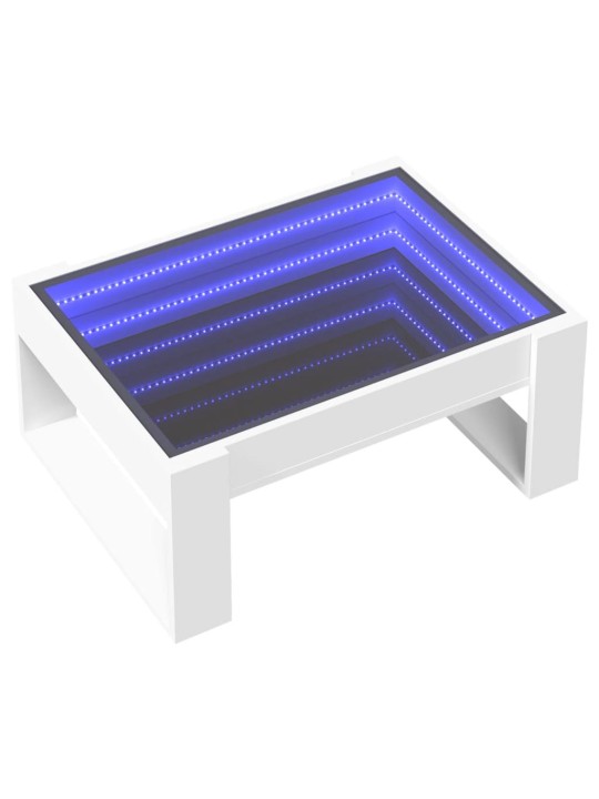 Kavos staliukas su Infinity LED lemputėmis, baltas, 70x53x30cm