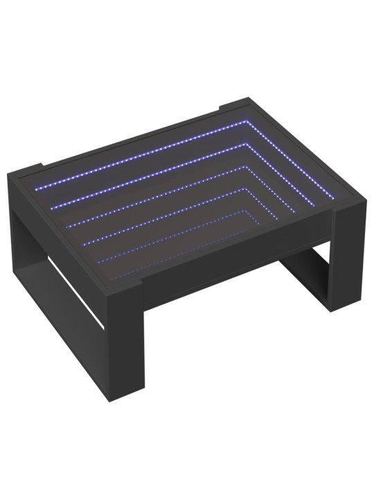 Kavos staliukas su Infinity LED lemputėmis, juodas, 70x53x30cm