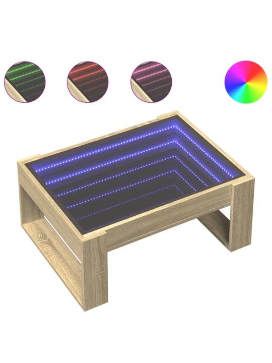 Kavos staliukas su Infinity LED lemputėmis, ąžuolo, 70x53x30cm