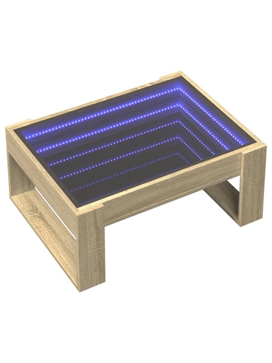 Kavos staliukas su Infinity LED lemputėmis, ąžuolo, 70x53x30cm