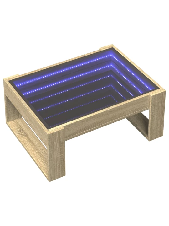 Kavos staliukas su Infinity LED lemputėmis, ąžuolo, 70x53x30cm