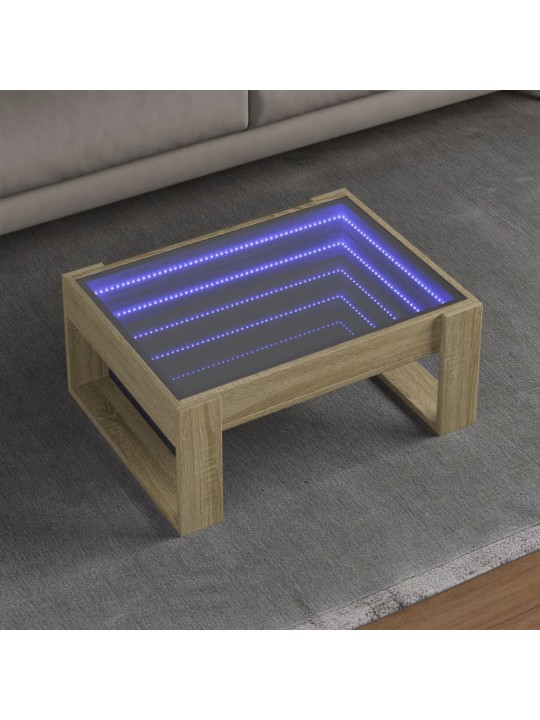 Kavos staliukas su Infinity LED lemputėmis, ąžuolo, 70x53x30cm