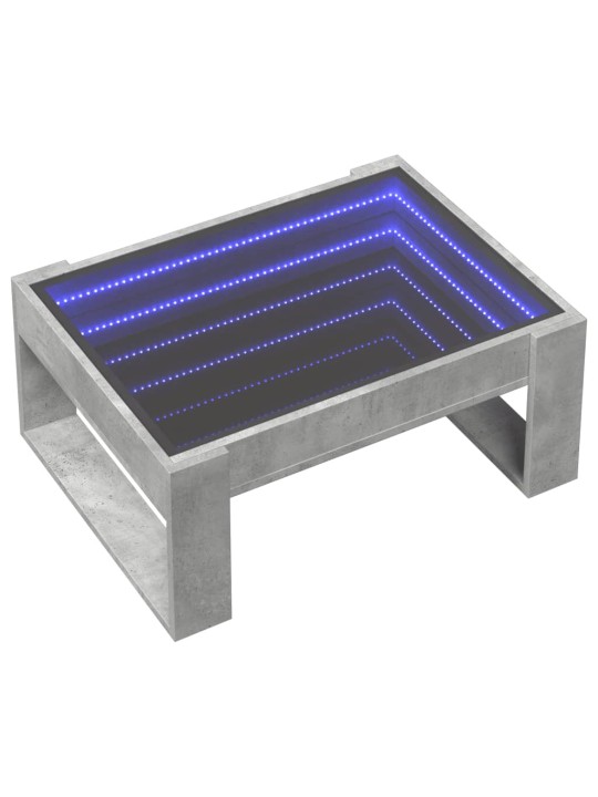 Kavos staliukas su Infinity LED lemputėmis, betono, 70x53x30cm