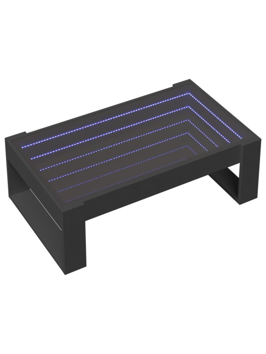 Kavos staliukas su Infinity LED lemputėmis, juodas, 90x53x30cm