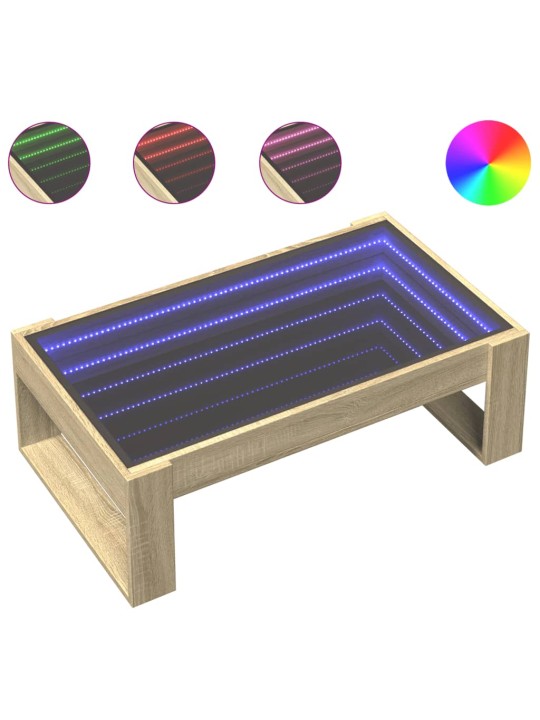 Kavos staliukas su Infinity LED lemputėmis, ąžuolo, 90x53x30cm