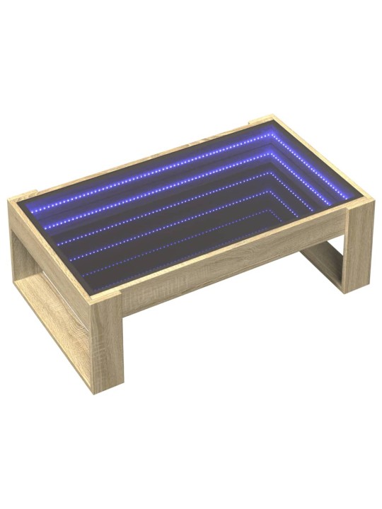 Kavos staliukas su Infinity LED lemputėmis, ąžuolo, 90x53x30cm