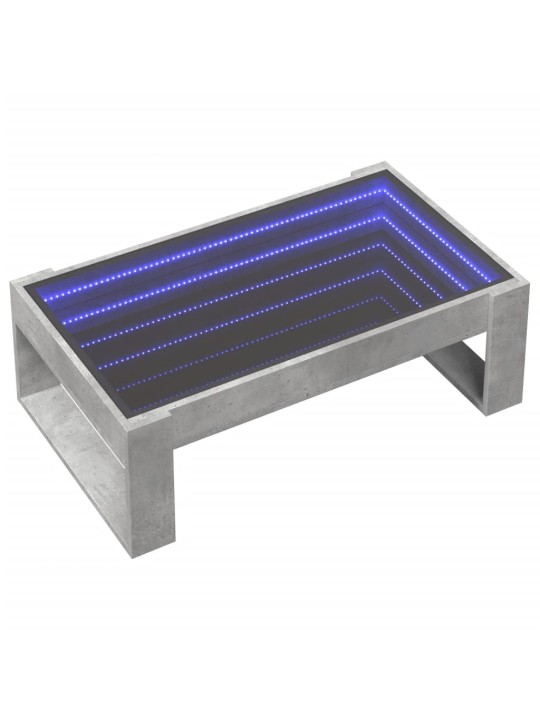 Kavos staliukas su Infinity LED lemputėmis, betono, 90x53x30cm