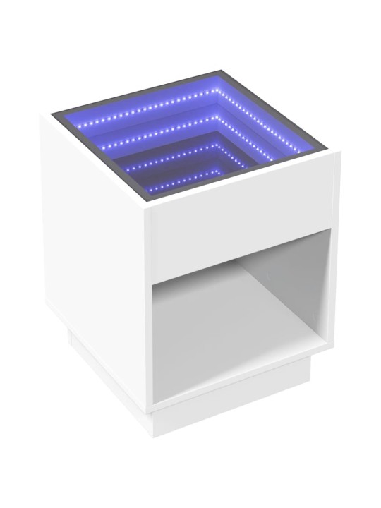 Kavos staliukas su Infinity LED lemputėmis, baltas, 40x40x50cm