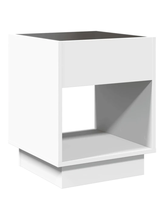 Kavos staliukas su Infinity LED lemputėmis, baltas, 40x40x50cm