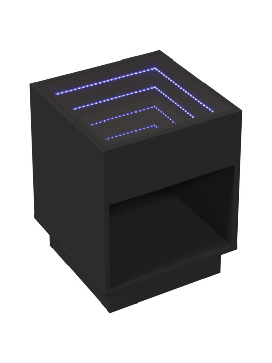 Kavos staliukas su Infinity LED lemputėmis, juodas, 40x40x50cm