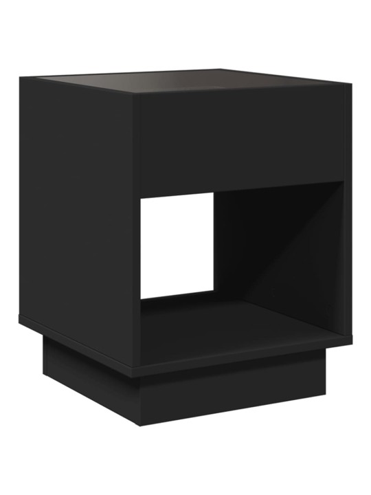 Kavos staliukas su Infinity LED lemputėmis, juodas, 40x40x50cm