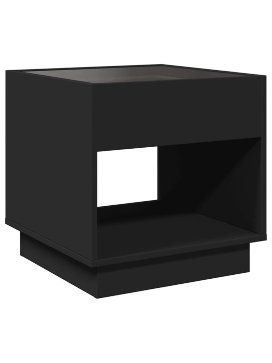 Kavos staliukas su Infinity LED lemputėmis, juodas, 50x50x50cm