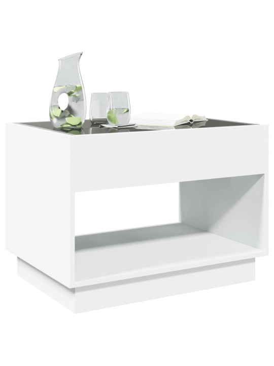 Kavos staliukas su Infinity LED lemputėmis, baltas, 70x50x50cm