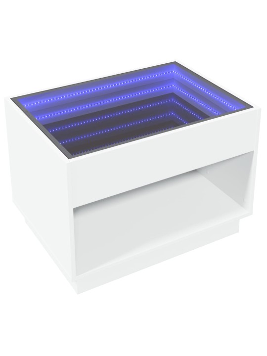 Kavos staliukas su Infinity LED lemputėmis, baltas, 70x50x50cm