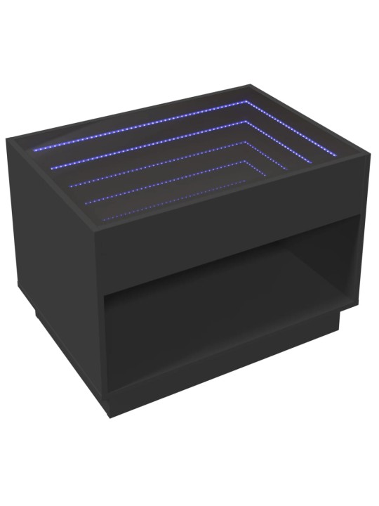 Kavos staliukas su Infinity LED lemputėmis, juodas, 70x50x50cm