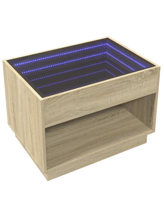 Kavos staliukas su Infinity LED lemputėmis, ąžuolo, 70x50x50cm